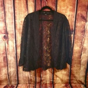 💥 ABN Black Lace Open Front Cardigan Sweater